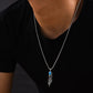 Necklace Pendant Pure 925 Sterling Silver Feather Blue Turquoise Luxury Brand Fine Jewelry Women Men 2024 New Christmas Gift P19