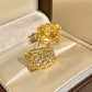 Italian Medieval-style Retro Color-blocked Lace Ring Earrings S925 Silver Gold Plated