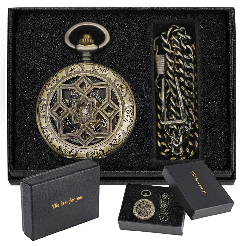 Antique Mechanical Pocket Watch Men Luxury Brand Necklace Pocket & Fob Watches Chain Male Clock PJX1631