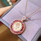 Vintage Sterling Silver Queen Pendant with 3mm Natural Ruby 18K Gold Plated 925 Silver Ruby Necklace Pendant