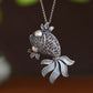 New S925 Silver Retro Vintage Hollowed Out Cute Goldfish Pendant For Ladies Fashionable Lucky Gift