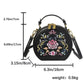 MOTAORA Small Round Women's Shoulder Bag Handmade Leather Embroidered Floral Purse for Teenage Girls Crossbody Bags