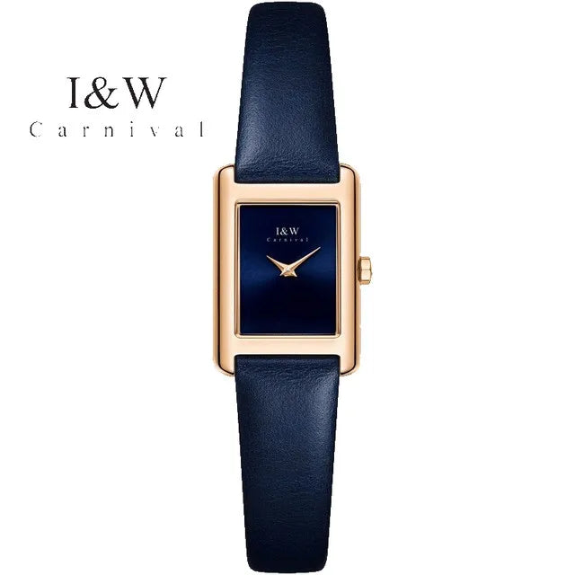CARNIVAL Fashion Watch for Women Brand Luxury Ladies Square Leather Girls Quartz Wristwatches Waterproof Womens 2025 Reloj Mujer