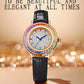 Women Fashion Quartz Watch Light Luxury Brand All Sky Star Leather Strap Diamond Jewelry Crystal Ladies Wristwatches Gift
