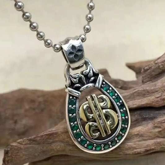 Retro 925 sterling silver dollar symbol pendant sweater chain with personalized punk style hip-hop necklace for men and women tr