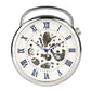 Open Face Blue Roman Numerals Display Mechanical Hand Winding Pocket Watch Silver Transparent Skeleton Pendant Antique Clock