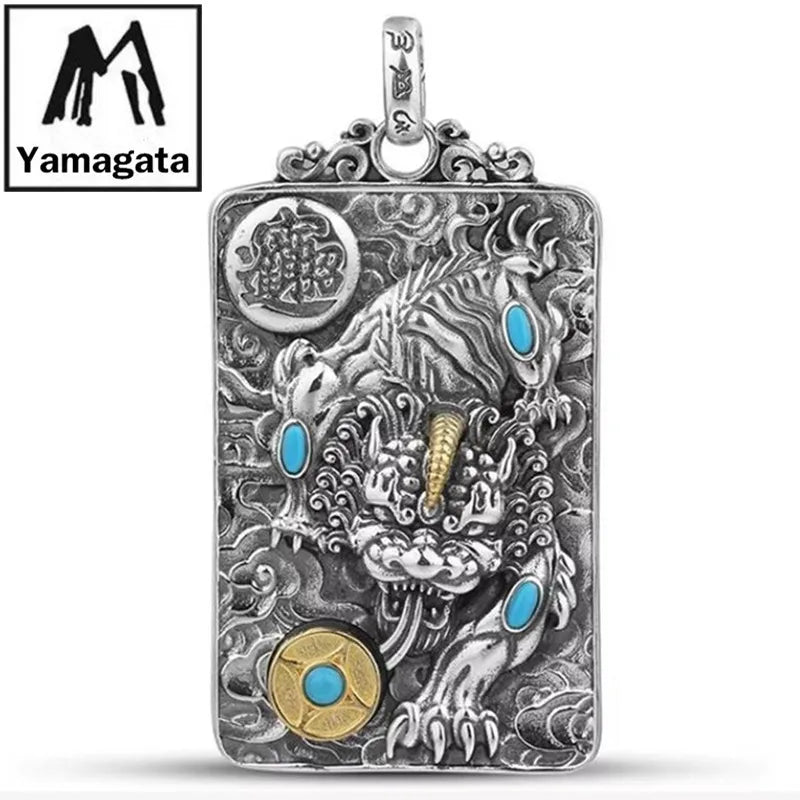 Necklace Pendant Real 925 Sterling Silver Lucky Brave Troops Inlaid Turquoise Luxury Brand Fine Jewellery Woman Man 2025 Gift P9