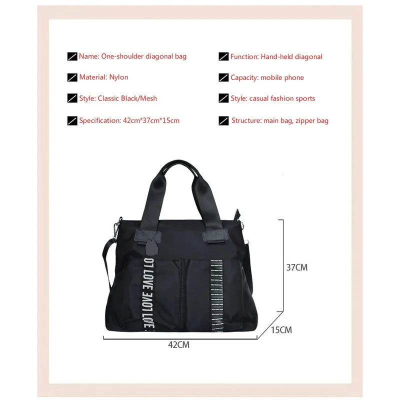 MOTAORA Fashion Totes For Women Nylon Travel Bag Large Capacity Girls Shoulder Bags Female Sport Outdoor Black Handbags New 2025