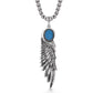 Necklace Pendant Pure 925 Sterling Silver Feather Blue Turquoise Luxury Brand Fine Jewelry Women Men 2024 New Christmas Gift P19