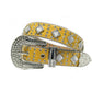 Silver Men Women Unisex Red Big AB Stones Western Cowboy Rhinestone Belt Studded Diamond Punk Belt