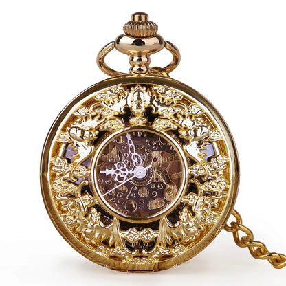 Antique Hand Wind Fob Watch For Men Women Gold Fashion Luxury Vintage Mechanical Pocket Watch Personalised Hollow Skeleton