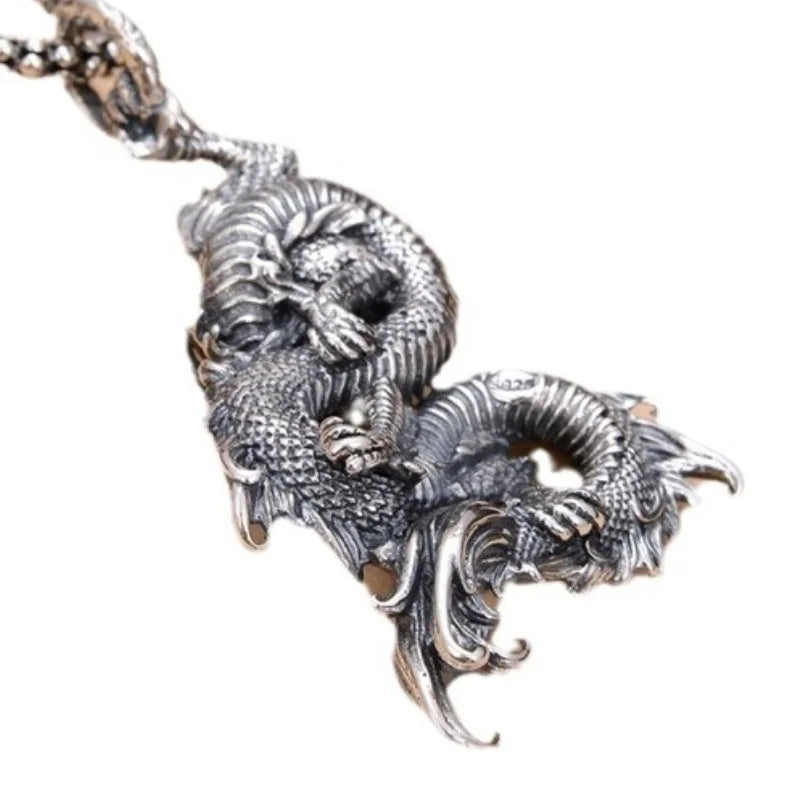 BOCAI S925 Silver Charms Pendants for Women Men Retro 3D Flying Dragon Year of the Loong  Amulet Fashion Jewelry Wholesale
