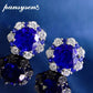 PANSYSEN Vintage 100% 925 Sterling Silver 8MM 2CT Flower Lab Sapphire Diamond Stud Earrings for Women Party Fine Jewelry Gift
