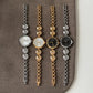 Luxury Antique Ladies Bracelet Round Metal Textured Quartz Watch Stainless Steel Waterproof Women's Watch
