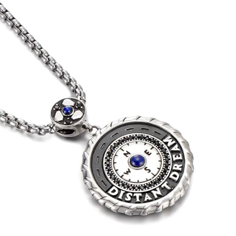 Necklace Pendant 925 Sterling Silver Lapis Lazuli Compass Luxury Fine Jewellery Woman Man 2025 St Valentine Day Love Gift P41