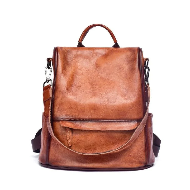 MOTAORA Vintage Women Backpacks 2025 New Genuine Leather Anti Theft Backpack Cowhide Large Capacity Ladies Travel Luxury Bags