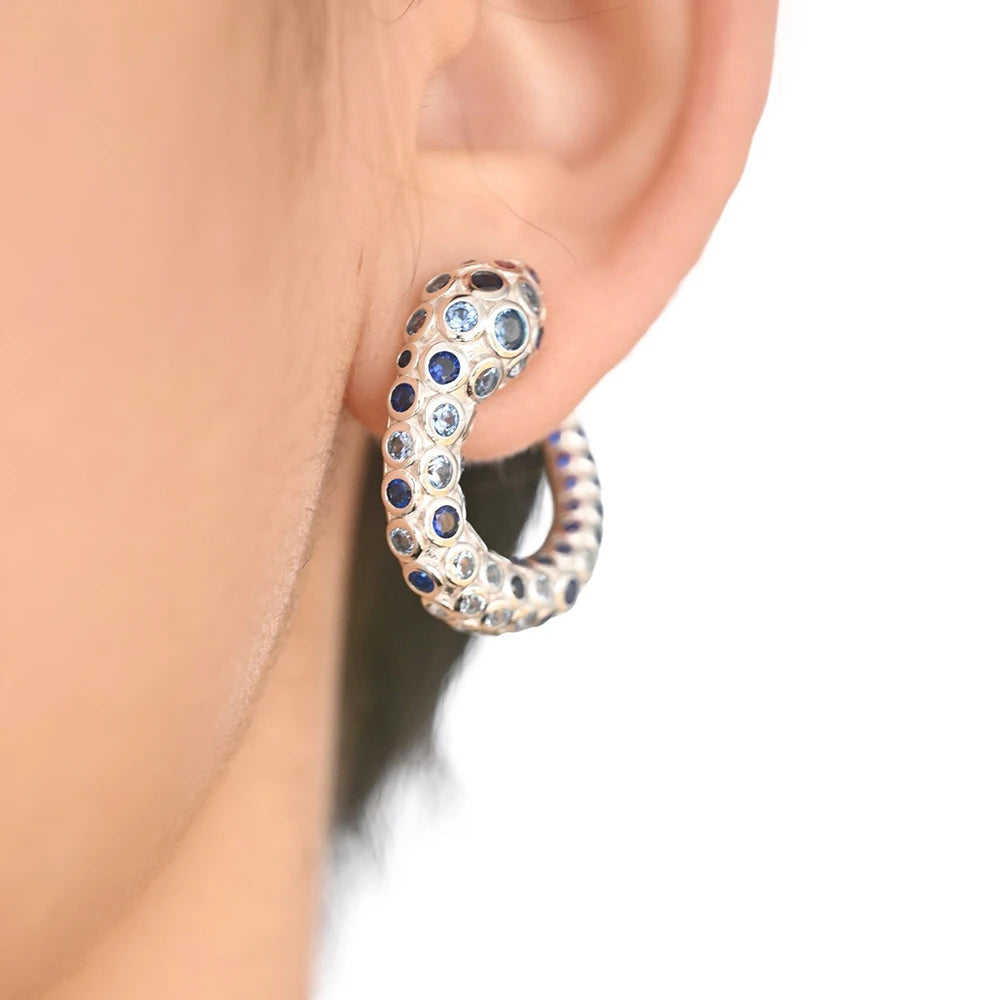 BOEYCJR 925 Silver Zircon Vintage Snake Design Stud Earrings for Women Gift