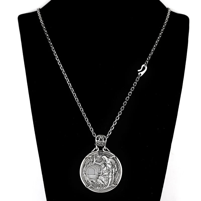 Man Women Necklace Pendant Real 925 Sterling Silver Holy Grail Knight Mechanism Coin Luxury Designer Fine Jewelry 2024 New In P7