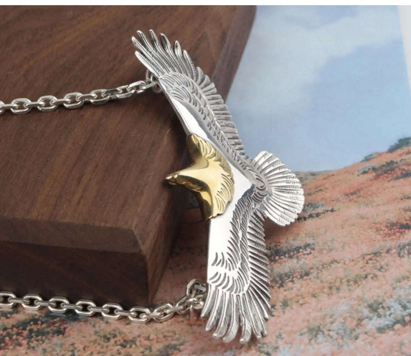 Japanese Style Trendy S925 Sterling Silver Eagle Pendant Necklace for Men and Women Sweater Chain Hip-Hop Punk Style Jewelry