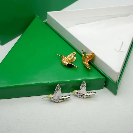 European and American retro new style Feigeo silver and gold diamond stud earrings