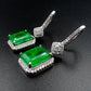 GICA GEMA Women Vintage Earrings Real 925 Sterling Silver Created Emerald 30mm Ear Drop Fashion Female Fine Jewelry Promise Gift