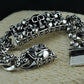 Unibabe Pure Silver Sterling 925 Silver Vintage Skull Carved Chain & Link Lock S925 Bracelet