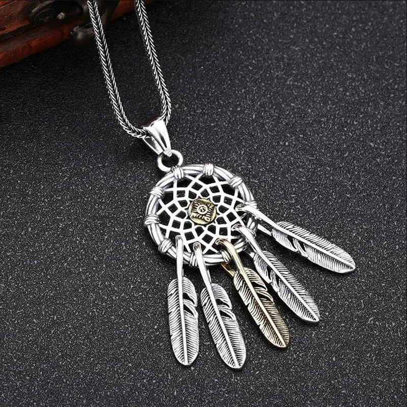 Necklace Pendant Real Sterling Silver 925 Indian Feather Luxury High Quality Jewelry 2025 Trend Man Necklace Woman New In P16