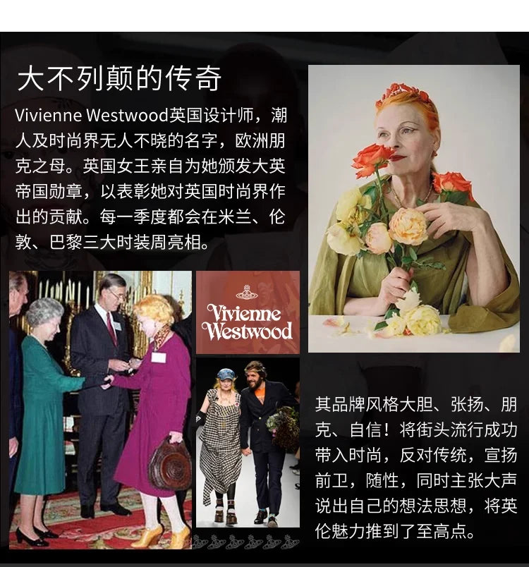 Vivienne Westwood Saturn Pendant Fashionable Exquisite Black Leather Strap Ladies' Watch