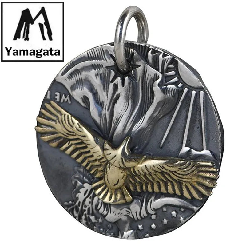 Necklace Pendant Pure 925 Sterling Silver Flying Eagle Round Card Luxury High Quality Jewelry 2025 Trend Man Necklaces Woman P22