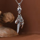 BOCAI New S925 Silver Retro Personalized Trendy Hip Hop Skull Feather Bone Claw Bowling Bottle Men's Pendant