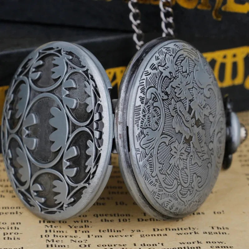 Antique Grey Quartz Necklace Pocket Watch Souvenir Pendant Watches Unique Gifts Unisex Fob Clock for Children Women Men