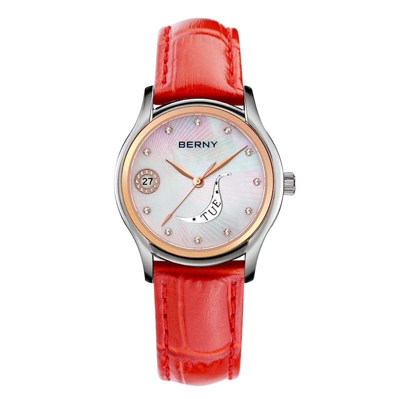 Quartz Wristwatches Calendar Clock Vintage Brown Leather Ladies Wristwatch Luxury Fashion Elegant Women Watches Waterproof 3Bar