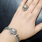 BOCAI Retro Style S925 Sterling Silver with Pattern Trendy Personalized Skull Bracelet for Men