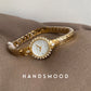 High Quality Brass Watch For Women's Quartz Vintage Luxury Band Antique Elegant 24K Gold Gold Women's Watch Medieval Style