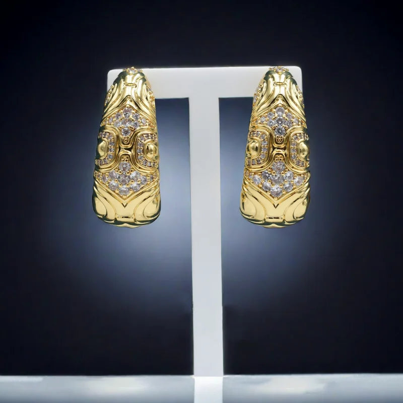 BELLUX Italy Vintage Style Classic 925 Silver Gold Plated Synthetic Zircon Light Luxury Earrings Fine Jewelry