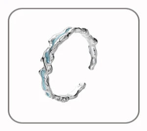 F.I.N.S S925 Sterling Silver Irregular Shaped Hoop Earrings Enamel Zircon Small Piercing Ear Buckles Retro Old Fine Jewelry