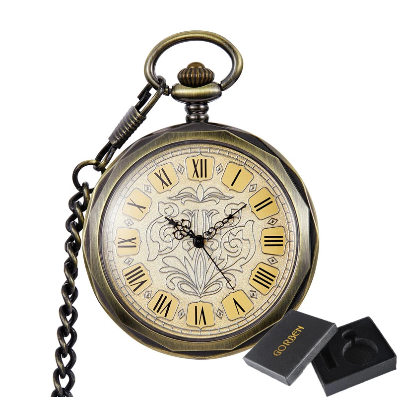 Antique Silver London Pocket & Fob Watches Hand Wind Skeleton Men Women Mechanical Pocket Watch With Pendant Chain Necklace
