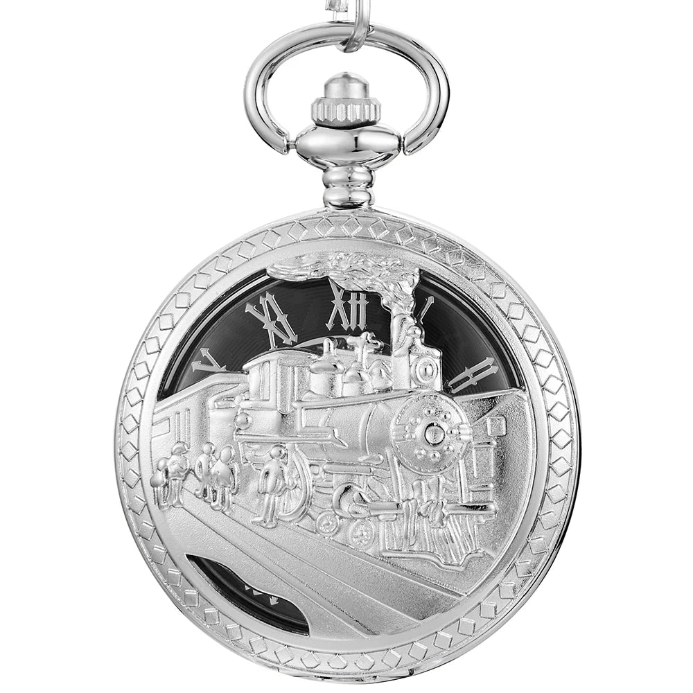Mechanical Pocket Watch Luxury Antique Skeleton Men Steampunk Mechanical Fob Watches Clock Pendant Hand-winding Relogio De Bolso