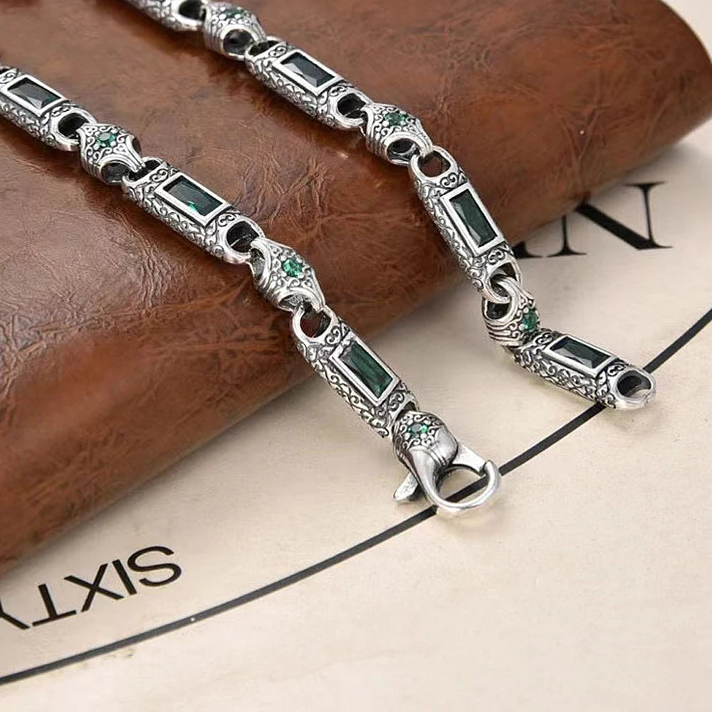 Daifuni 925 Sterling Silver Vintage Turkey Ethnic Style Fine Chain Necklace for Men Woman 6MM Hip-Hop Fashion Party Jewelry Gift