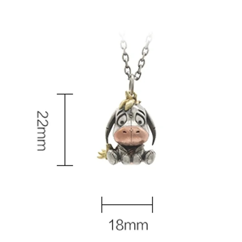 BOCAI New S925 Silver Vintage Cute Cartoon Donkey Pendant Couple Gift