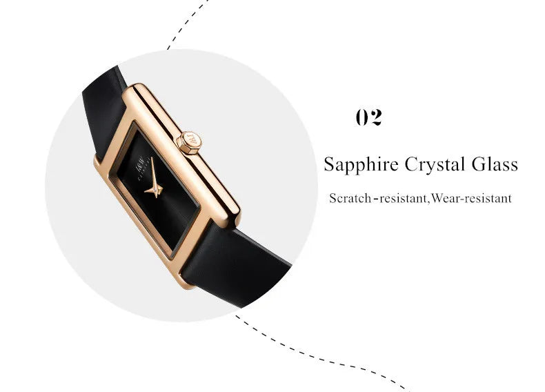 CARNIVAL Fashion Watch for Women Brand Luxury Ladies Square Leather Girls Quartz Wristwatches Waterproof Womens 2025 Reloj Mujer