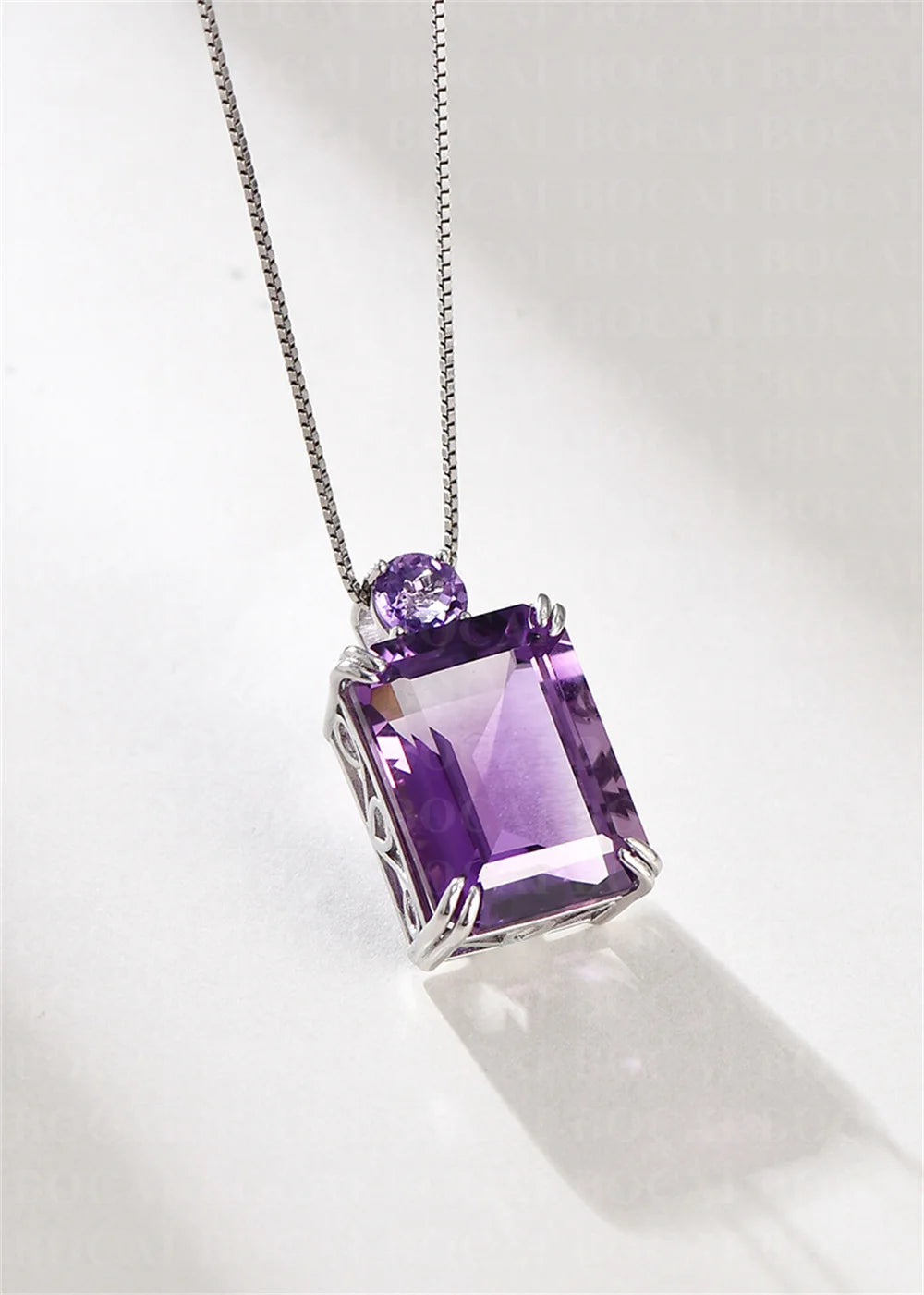 S925 Sterling Silver Charms Pendants for Women Men New Fashion Palace Style Hollow Argentum Edge Inlaid Natural Amethyst Jewelry