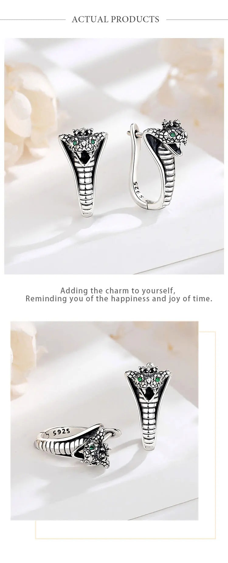 Eudora Real 925 Sterling Silver Snake Circle Earrings Round Small Hoop Retro Textures Snake Earrings For Women Man Fine Jewelry