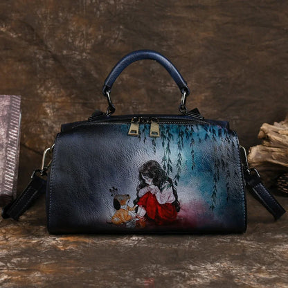 MOTAORA New Retro Leather Women's Shoulder Bag 2025 Trend Ladies Handdrawn Luxury Designer Handbag Women Bags Luxury Handbags