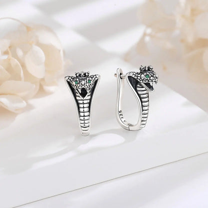Eudora Real 925 Sterling Silver Snake Circle Earrings Round Small Hoop Retro Textures Snake Earrings For Women Man Fine Jewelry