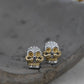 Real S925 Silver Jewelry Retro Thai Fashion Punk Style Long Beard Skull Earrings for Men