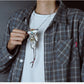 S925 Silver Bridge Feather Eagle Indian Trendy Necklace Female Sweater Chain Hip Hop Men's Pendant