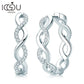 IOGOU Vintage Twisted Hoop Earrings Moissanite D-E 925 Silver 18K Gold Plated Wedding Jewelry for Women Gift Birthday Daily Wear