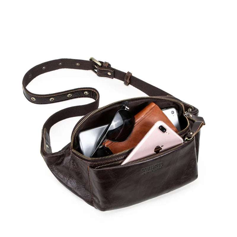 COSMO Men's Genuine Leather  for Travel & Sports Anti-Theft Phone Pouch