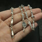 Punk hip hop925 sterling silver necklace military flower silver chain men and women trendysweater chain thai silver fan necklace